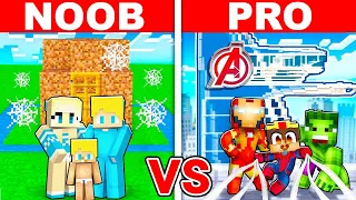 Noob Familie vs Pro Familie: SUPERHELDEN HAUS BAU CHALLENGE in Minecraft!