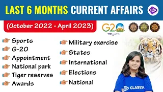 Last 6 Months Current Affairs | Oct 2022 to April 2023 | Important Current Affairs by Shipra Mam