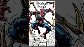 Drawing SPIDER-MAN in 1111 Minutes | 100 Min | 10 Min | 1 Min & 10 Seconds #shorts