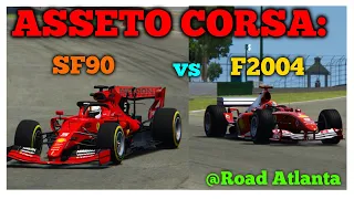 2019 FERRARI SF90 vs 2004 FERRARI 2004 | Assetto Corsa | SF90 vs F2004 | Road Atlanta | SSR