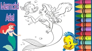How To Colour Mermaid Ariel for kids/coloring book/coloring page/🖌️🎨 coloring Ariel with kids draw