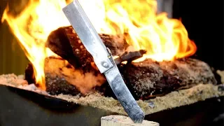 Forging a Pocket Knife from Rebar - Japanese Higonokami  pocket knife