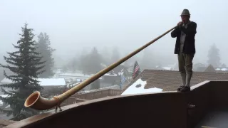 Alphorn played on the rooftop of the Enzian in Leavenworth.