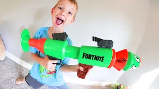 Father & Son Get A NERF ROCKET LAUNCHER!?! / Fortnite Edition!