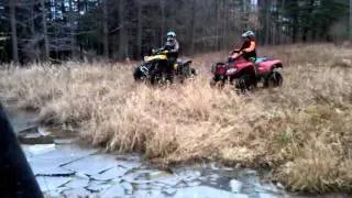 1000 Can Am Renegade Wheelie over Iced over ditch