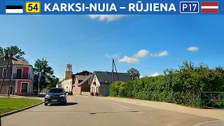 Driving from Estonia to Latvia. Border crossing between Karksi-Nuia and Rujiena. 4K