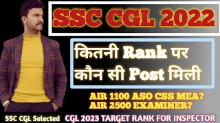 SSC CGL 2022 post कितनी Rank पर मिली । CGL 2023 Inspector last rank