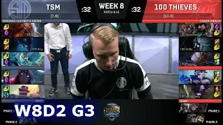 TSM vs 100 Thieves | Week 8 Day 2 S8 NA LCS Summer 2018 | TSM vs 100 W8D2