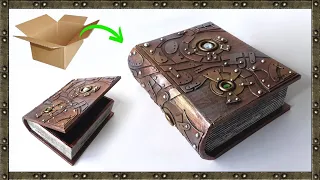 How to make STEAMPUNK style book BOX | DIY cardboard box