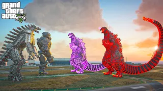 Shin Godzilla and Red Shin Godzilla vs Mechagodzilla and Mechani Kong - GTA 5 Mods