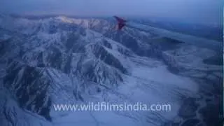 Flying over the frozen Zanskar range, to Leh in Ladakh!