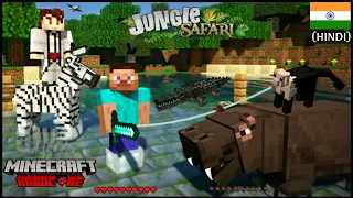 I SURVIVED AND TAMED HIPPO AND ZEBRA IN SAFARI WORLD in Minecraft  EP-6 | MINECRAFT(हिंदी)