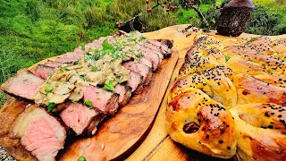 Steak cooked in butter I won't say anything more (ASMR, NATURE, CAMPING)