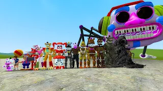 NEW COMPLETE ALL FNAF 1-9 SECURITY BREACH ANIMATRONICS SIZE COMPARISON In Garry's Mod!