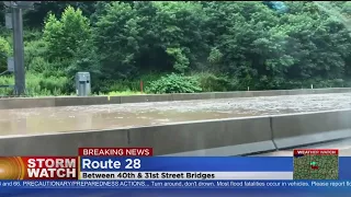 Route 28 Flooded By Heavy Rain