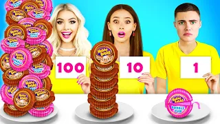 Défi Chewing-gum VS Chocolat | 100 couches d'aliments et bataille de soufflage par RATATA CHALLENGE