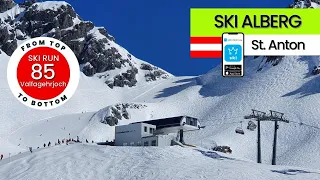 Ski Arlberg Austria / ski run 85 Valfagehrjoch - St. Anton, from top to bottom