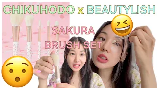 Chikuhodo X Beautylish Sakura Makeup Brush Set (Japanese Fude Brushes with Maki-e print)