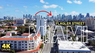 Drone Flight from Little Havana (Flagler St. to Downtown Miami) 4K.