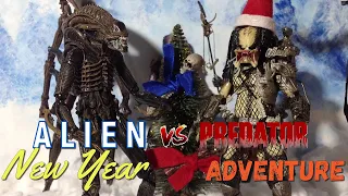 ALIEN VS PREDATOR : New Year Adventure STOP MOTION ( Чужой против Хищника : Новогоднее Приключение )