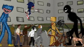 The Backrooms Vs Huggy wuggy,Sonic.EXE,Jason,IT Pennywise, Leatherface,Jeff,Freddy - DC2