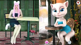 Imitating Angela the Girl Who Sits and Drinks Cafe in Paris - My Talking Angela In Real Life Part 30