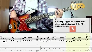 Coldplay - Paradise BASS COVER + PLAY ALONG TAB + SCORE