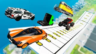 Car Jump Distance Test - Who is better? – BeamNG.Drive | Cars vs Flying Jump | BeamNG Station