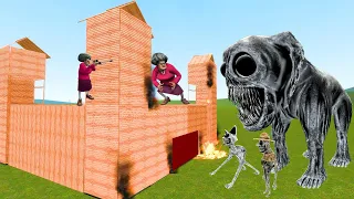 Monster Elephant Boss Break into my FORT in ZOONOMALY MONSTERS FAMILY - Garry's Mod