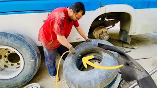 Replacing a Huge Bus Tire Tube | Replacing the Tube Like a pro