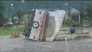 Strong storms down trees and cut power to thousands