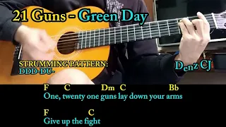 21 Guns - Green Day - Easy And Learn Guitar Chords Tutorial With Lyrics @Denzcj19993