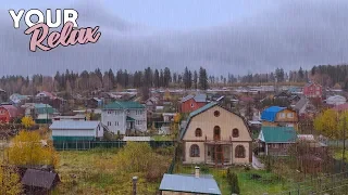 Sounds of Nature. Relaxing Rain On Roof Of A Country House.