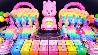 "Pink Care Bear" Slime. Mixing Makeup into clear slime! 🌈ASMR🌈 #satisfying #슬라임 (250)