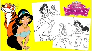 Disney Princess Jasmine and Aladdin Coloring Pages for kids