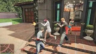 GTA 5 - Michael's Family VS Five Star COP BATTLE IN MICHAEL'S MANSION! (Amanda, Jimmy And Tracey)