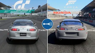 Gran Turismo 7 Vs FM 2023 Comparison - Toyota Supra RZ Engine Sounds & Replay