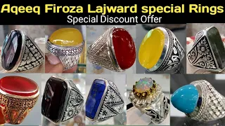 Firoza Aqeeq Opal Neelam Real Gemstones Handmade Rings | Handmade Ingraved Rings | WGS |