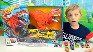 Хот Вилс ДИНОЗАВР REX напал на Машинки! Даник и спасение Hot Wheels.