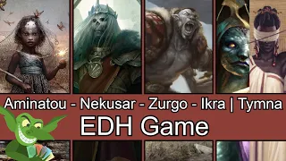 Aminatou vs Nekusar vs Zurgo vs Ikra | Tymna EDH / CMDR game play for Magic: The Gathering