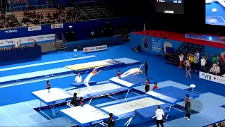 Belgium (BEL) M - 2019 Trampoline Worlds, Tokyo (JPN) - Qualification Synchro R2