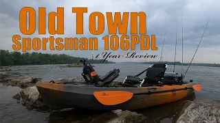 OLDTOWN SPORTSMAN 106PDL - 1 YEAR REVIEW #kayakfishing #oldtownkayak #fishing