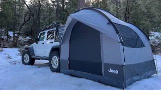 First Time Snow Camping In A Jeep Tent Setup and Review