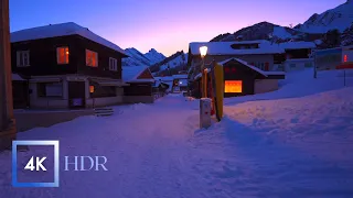 Switzerland Fairytale Village, Snowy Mürren, Switzerland - 4K HDR, Relaxing Winter Walk,