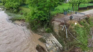 Maltempo nel Vicentino, due ponti crollati a Malo: immagini da drone