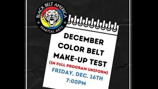 🥋BBA December Color Belt Make-Up Test: Friday, December 16th, 2023🥋