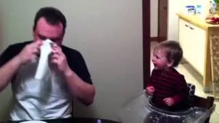 Baby laughing at fake sneeze