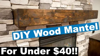 DIY Rustic One Piece Look Wood Mantel