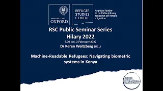 Machine-Readable Refugees | Public Seminar Series, Hilary term 2022