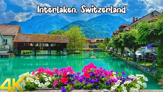 Interlaken, Switzerland walking tour 4K - The most beautiful Swiss towns - A fairytale town